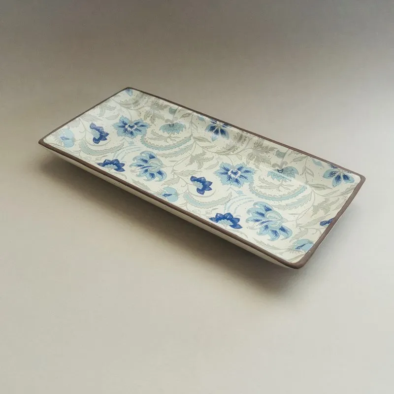 Florale Ceramic Rectangular Platter - Blue media 4