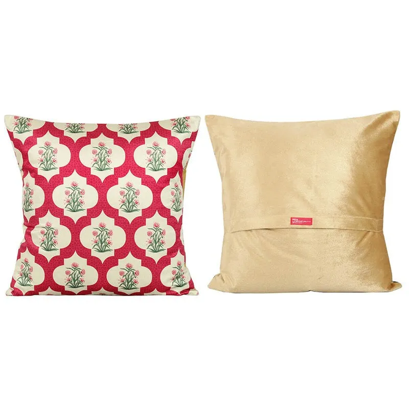 India Circus Poppy Portal Printed Velvet Cushion Cover - Set Of Five media 4