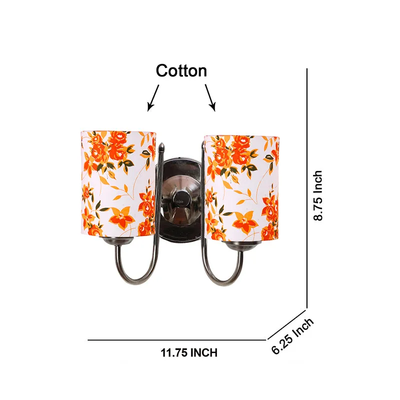 Veda Duo Ibis Floral Cylindrical Fabric & Metal Wall Lamp media 5