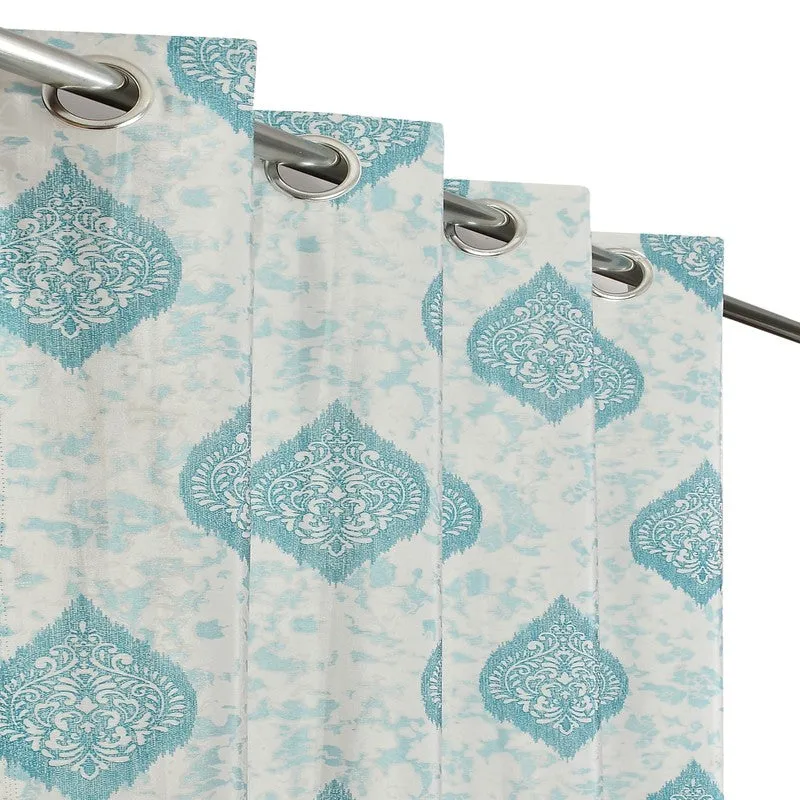 Curtique Printed Curtains (Blue) - Set Of Two media 3