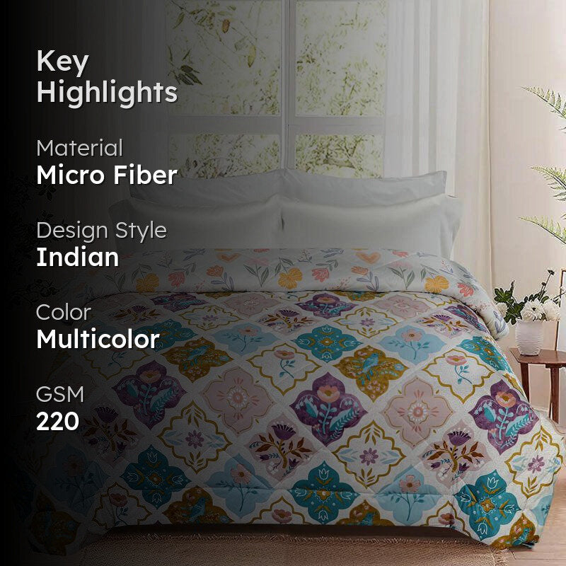 Arleth Floral Cotton Reversible Comforter - 220 GSM media 2