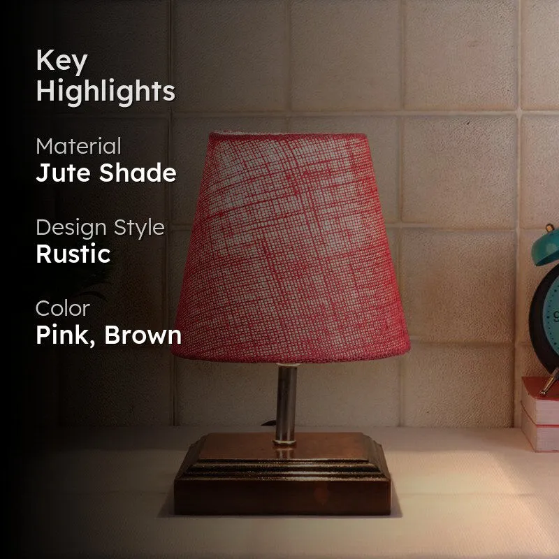 Niksha Jute Table Lamp - Pink,Brown media 2