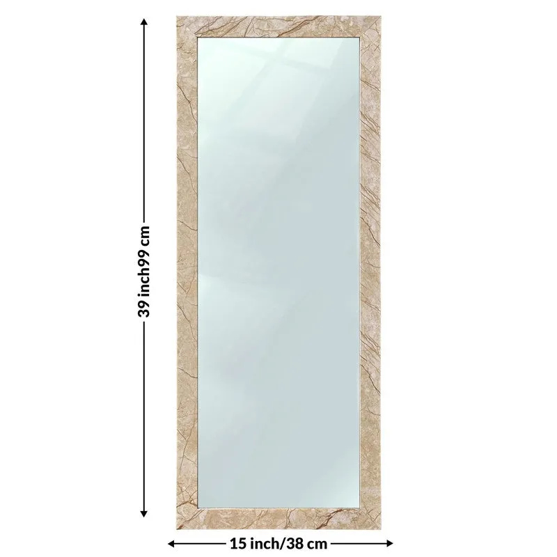 Earthy Glass Wall Mirror With Wooden Frame media 6