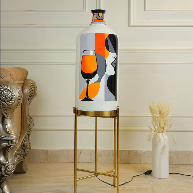 Drink'o Clock Hand Painted Glass Floor Lamp With Stand media 4