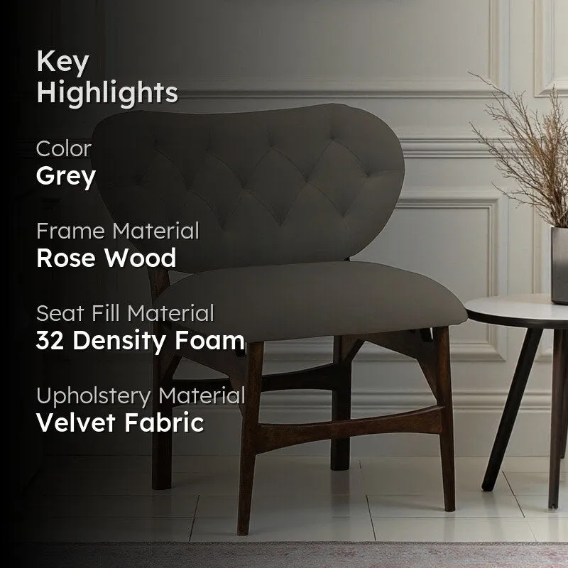 Racknest Rose Wood Accent Chair - Grey media 2