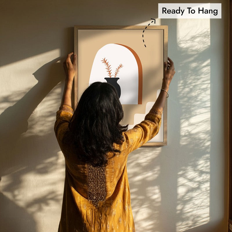 Sunlit Alcove Canvas Wall Painting With Brown Frame media 8