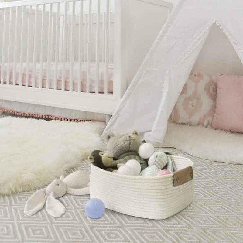 Cappucino Cotton Storage Basket - White media 3