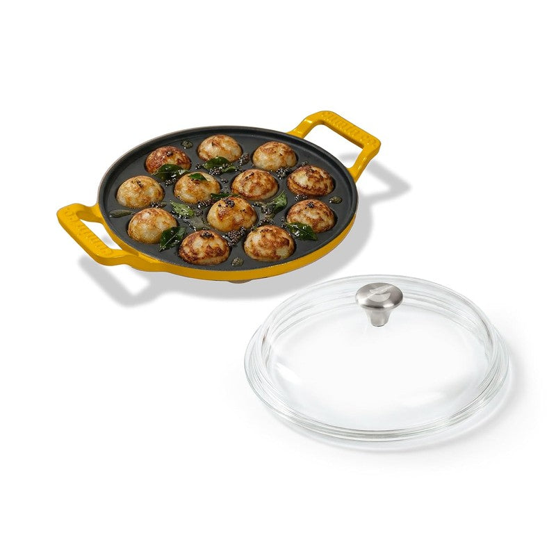 Cumin Co Enamel Cast Iron Paniyaram Pan - Mustard media 4