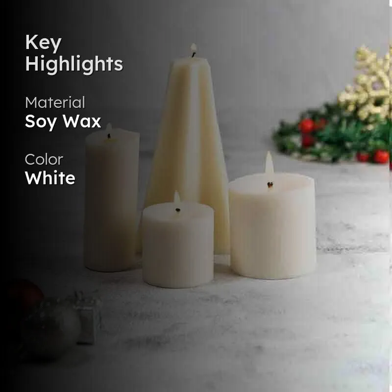 Christmas Corner - Set of 4 Pillar Candles - Cinnamon Roll Scented media 2