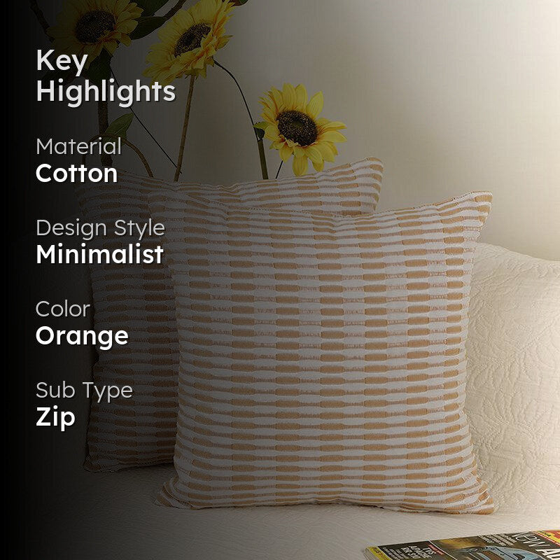 Niamh Cotton Cushion Cover (Orange) - Set Of Two media 2