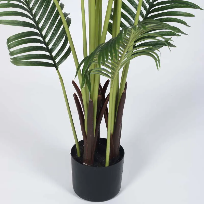 Faux Lush Areca Plam Plant With Black Plastic Pot - 5.2 Feet media 5