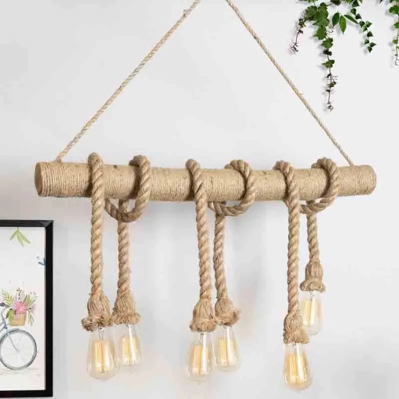 Amber Rope Jute Ceiling Lamp - Brown media 3