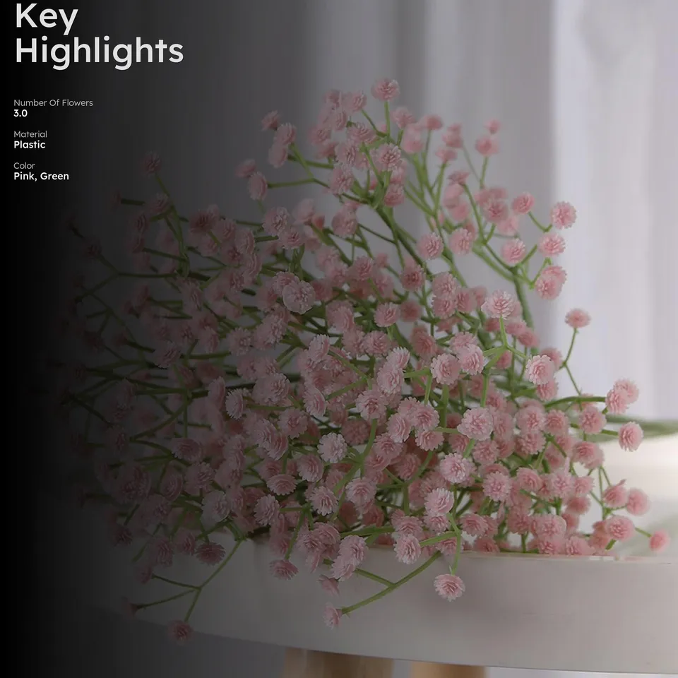 Alabaster Sprigs Plastic Artificial Flower - Set Of Three media 2