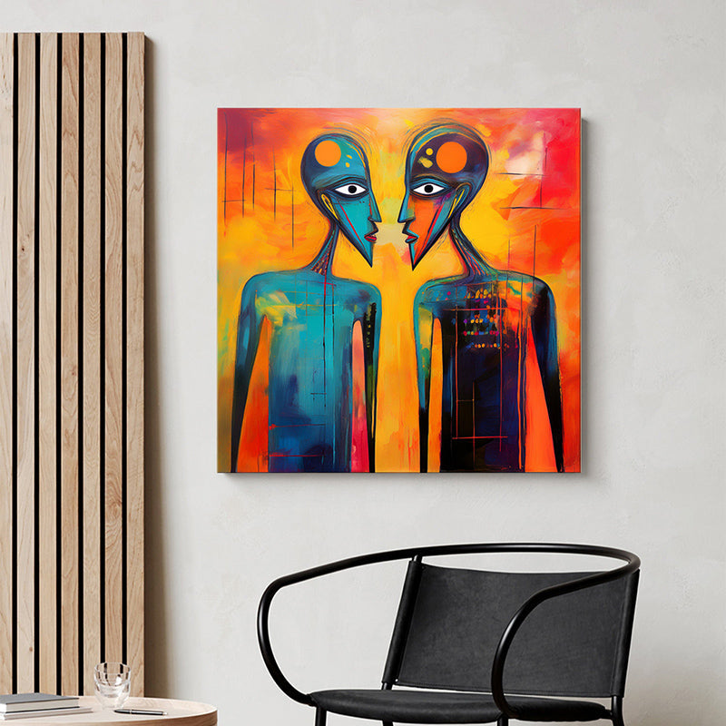 Alien Faces Abstract Wall Painting