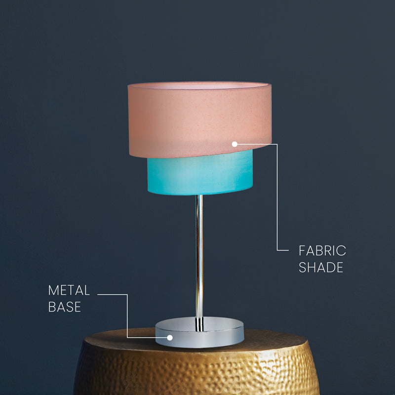 Stellar Lady Metal LED Fabric Table Lamp - Peach,Blue media 4