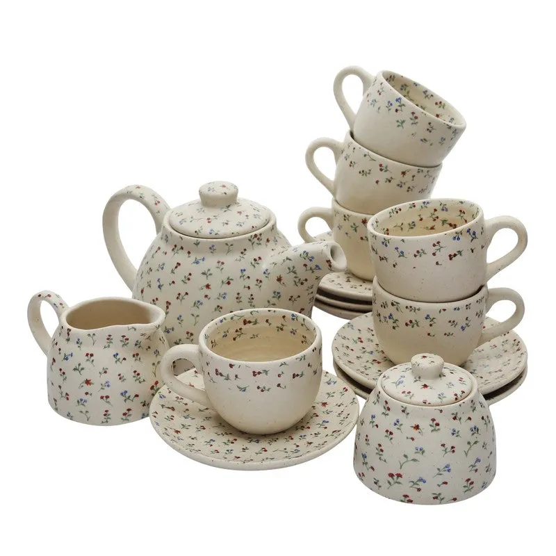 Petalbud Stoneware Tea Pot Set - Fifteen Piece Set media 4