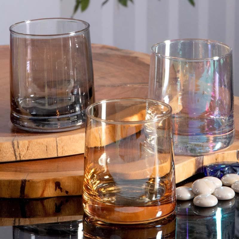 Fizzor Grey Glass Tumbler (260 ML) - Set Of Six - 260 ML Each