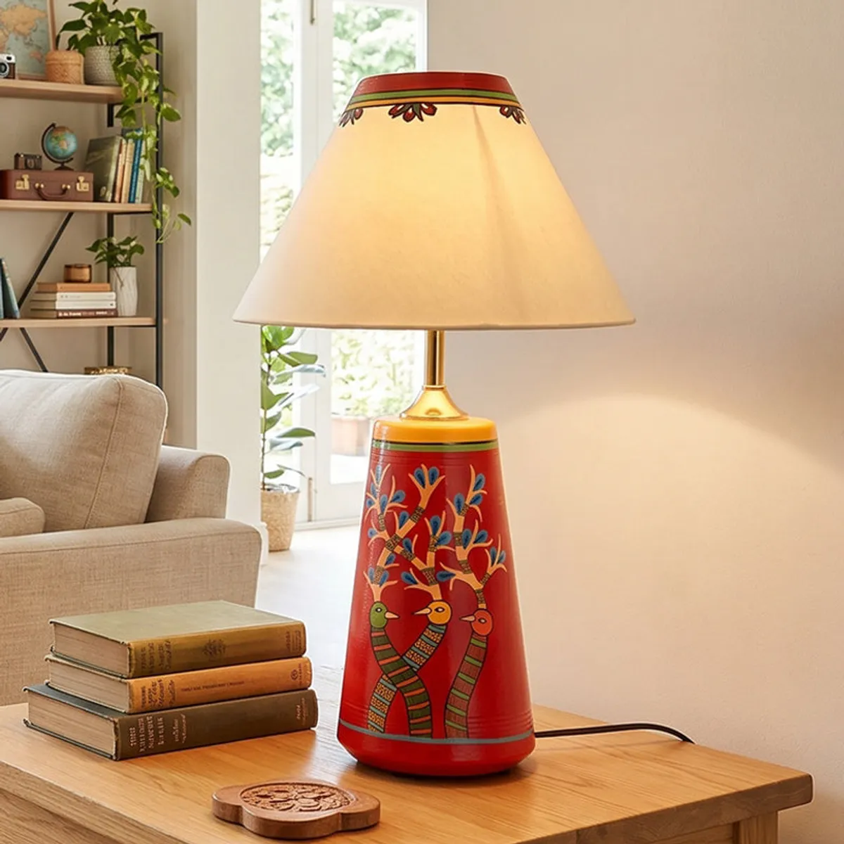 Birdo Chirp Terracotta Table Lamp - Multicolor - 12