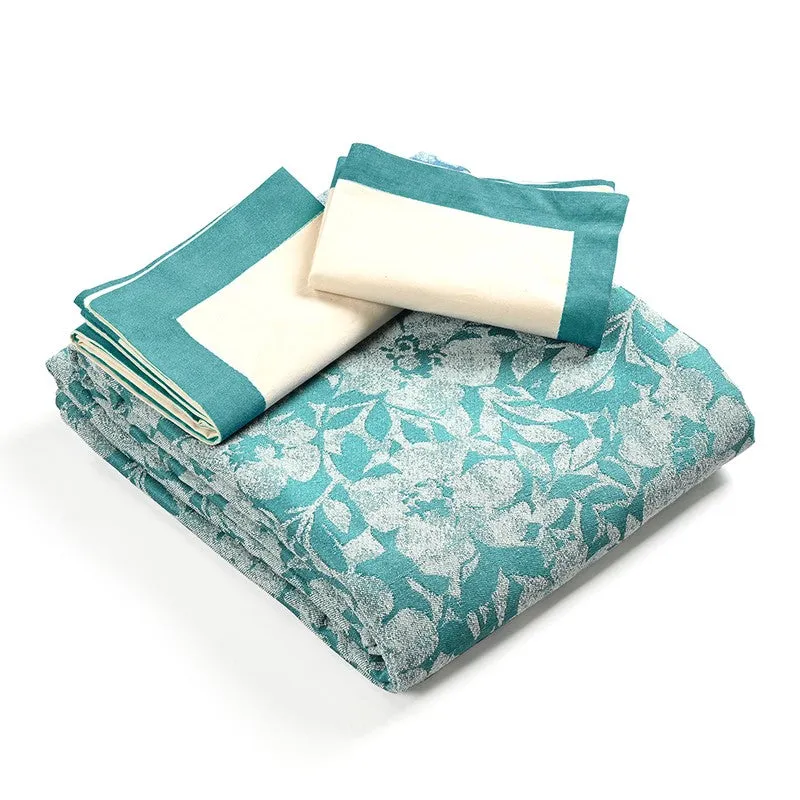 Blossom Breeze Cotton Bedsheet (Blue) - 224 TC media 5
