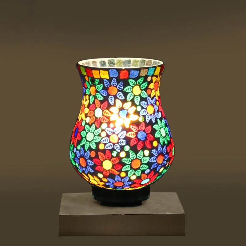 Emberra Mosaic Glass Table Lamp With Wooden Base - Multicolor media 8