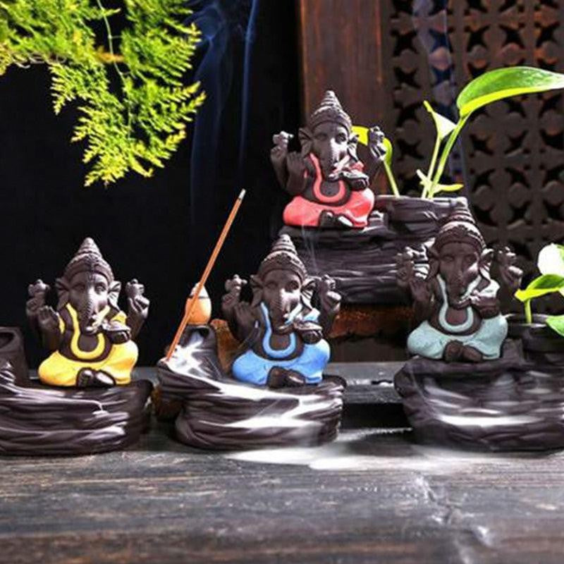 Lord Ganapathi Smoke Fountain - Peach & Black media 3