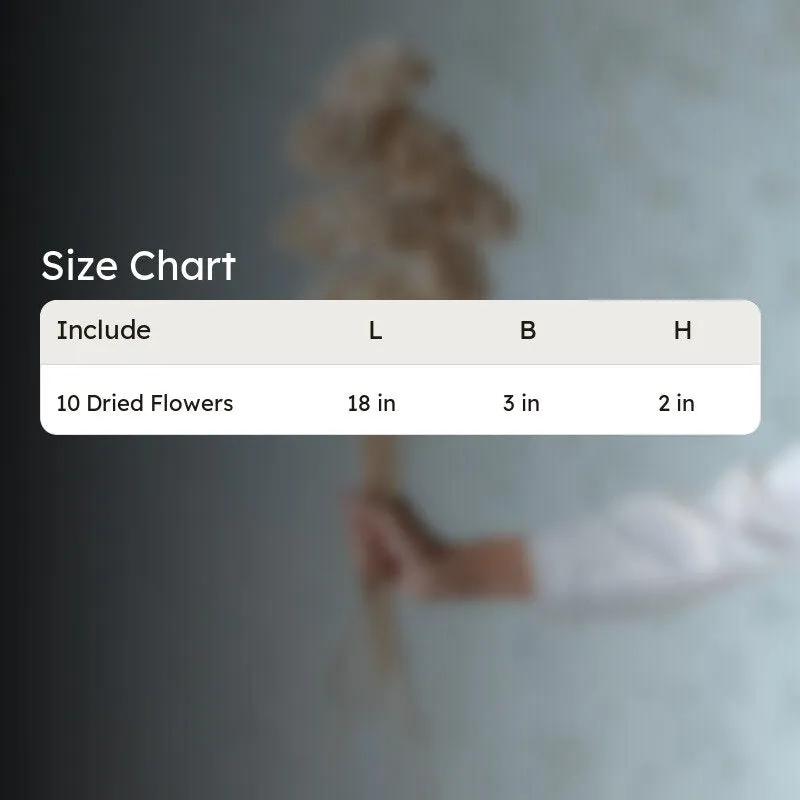 White flower stick set shown with a size chart