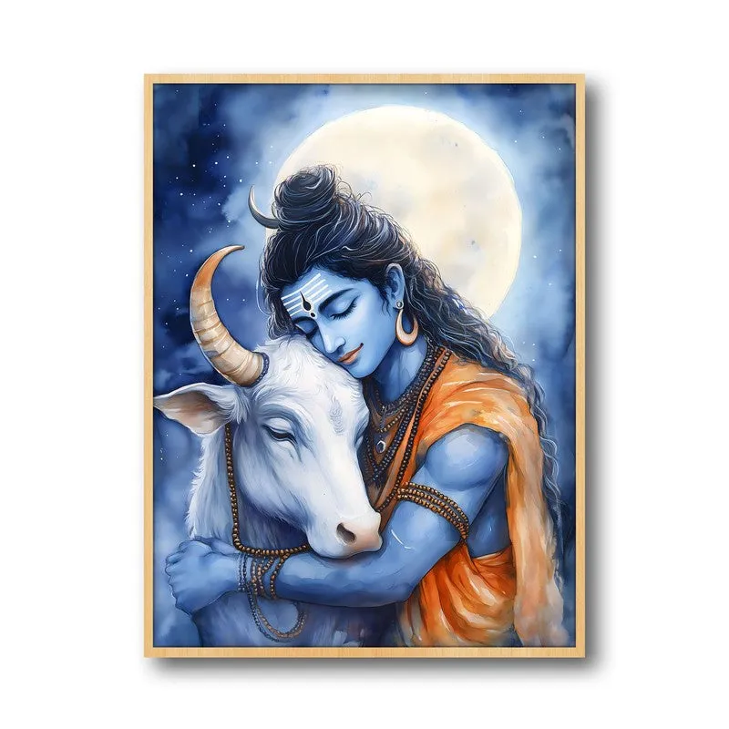 Kailasa Vihari Spiritual Archival Paper Wall Painting - Natural Brown Frame media 5