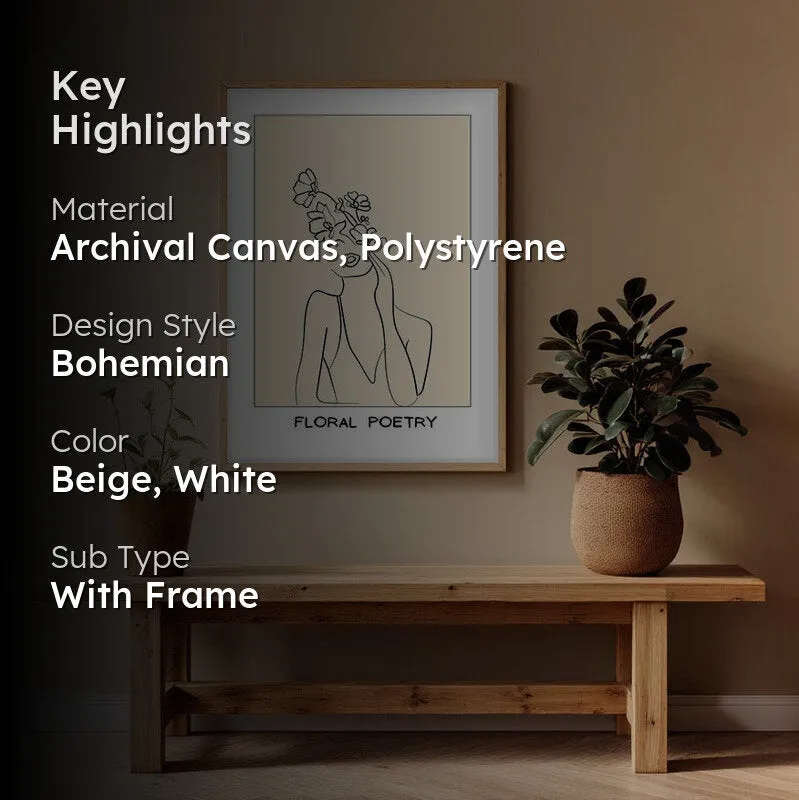 Petal Thoughts Canvas Wall Painting With Brown Frame media 2