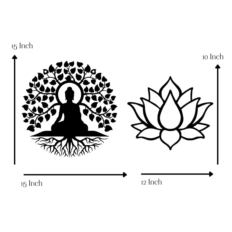 Buddha With Lotus Iron Wall Accent - Set Of Two media 6