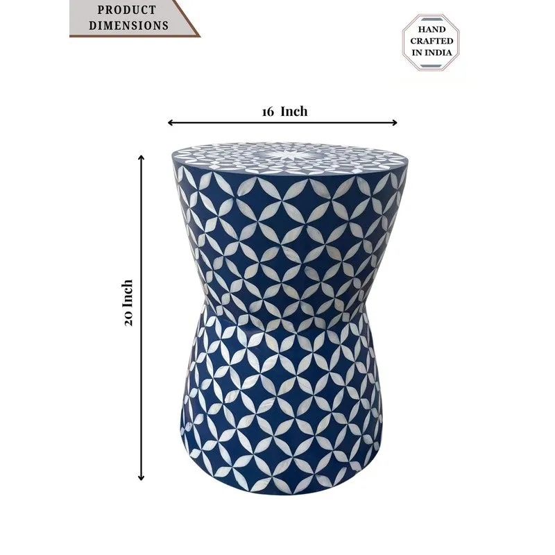 Brio Bone Inlay Round Side Table - Blue media 7