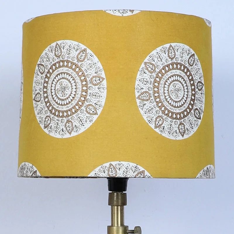 Mandala Merry Printed Tripod Mango Wood Table Lamp - Brown,Yellow,White media 4
