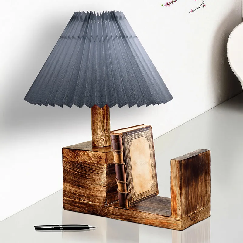 Sentry Pleated Fabric Table Lamp - Grey,Brown media 3