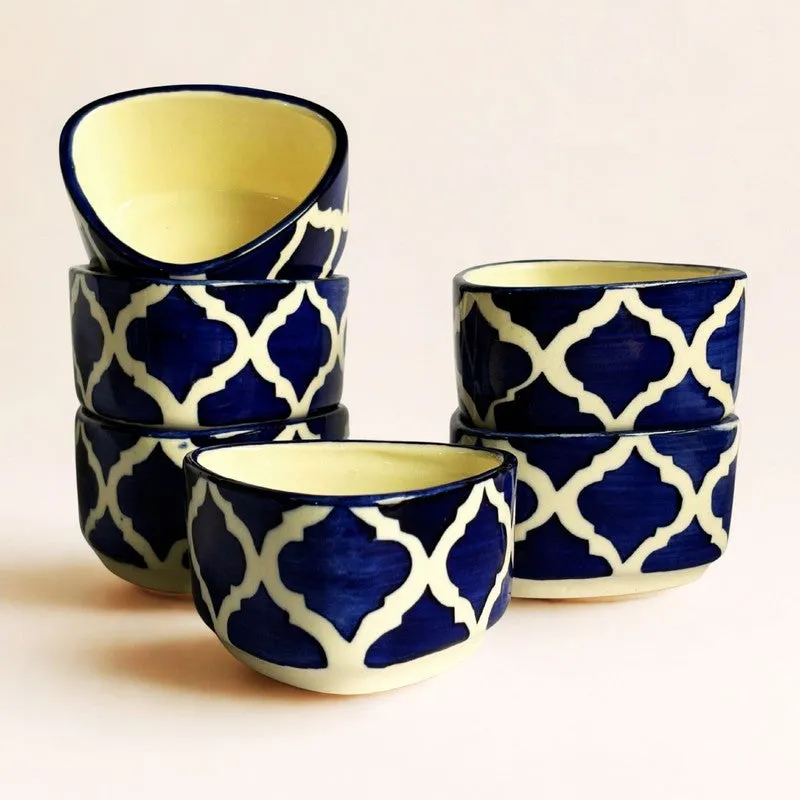 Servyx Ceramic Dip Bowls (Blue,White ,50 mL Each) - Set Of Six media 6