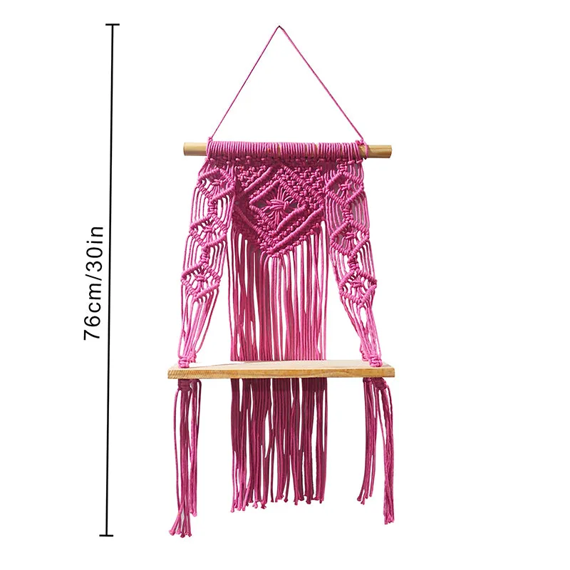 Knotix Macrame Wall Shelf - Pink media 5