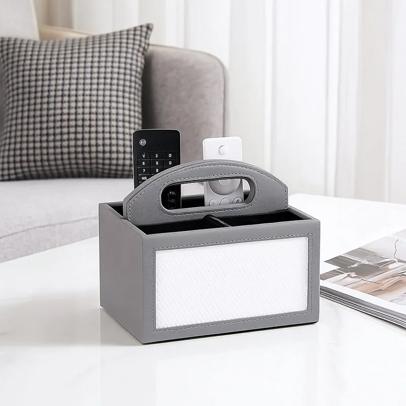Savene Faux Leather Desk Organiser - Grey media 1