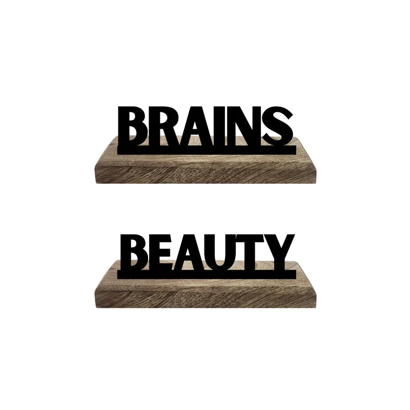 Beauty & Brains Typography Showpiece - Set Of Two media 4