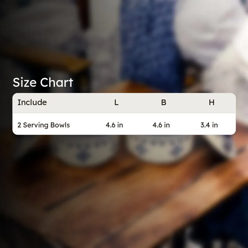 Size chart image for the serving bowl set