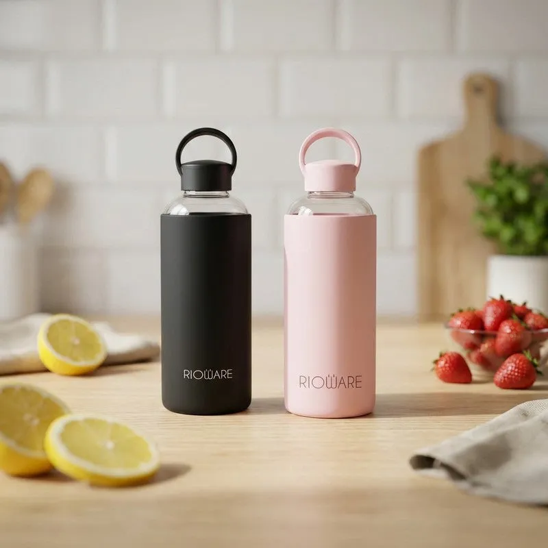 Rioware UrbanSip Minimal Bottle (Black, Pink, 750 mL Each) - Set Of Two media 1