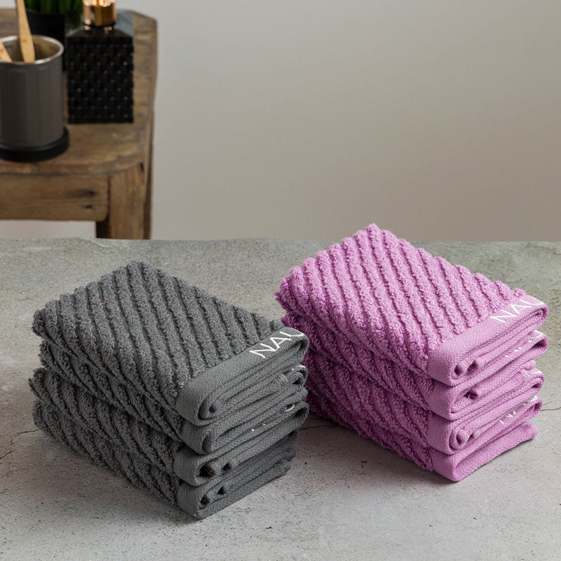 Nautica Riviera Soft Cotton Hand & Face Towel (Dark Grey & Lilac) - Set Of Eight media 4