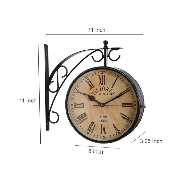 Dolva Double Sided Roman Numeral Station Clock - Black & Beige media 5
