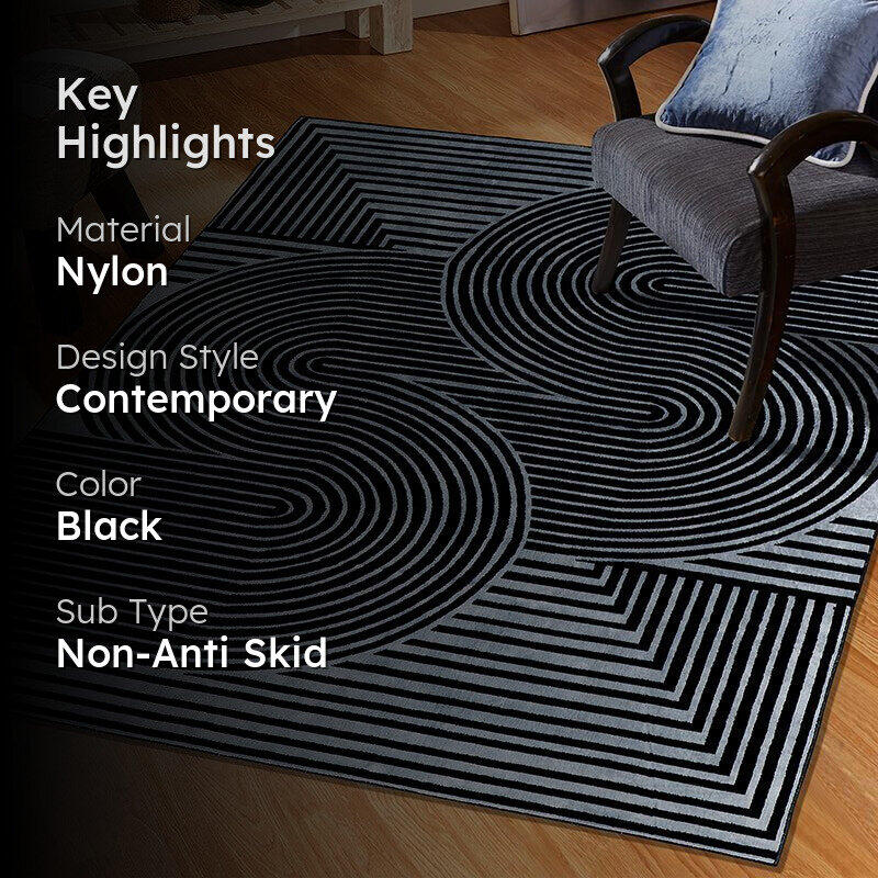 Icaria Non-Anti Skid Nylon Dhurries - Grey & Black media 2