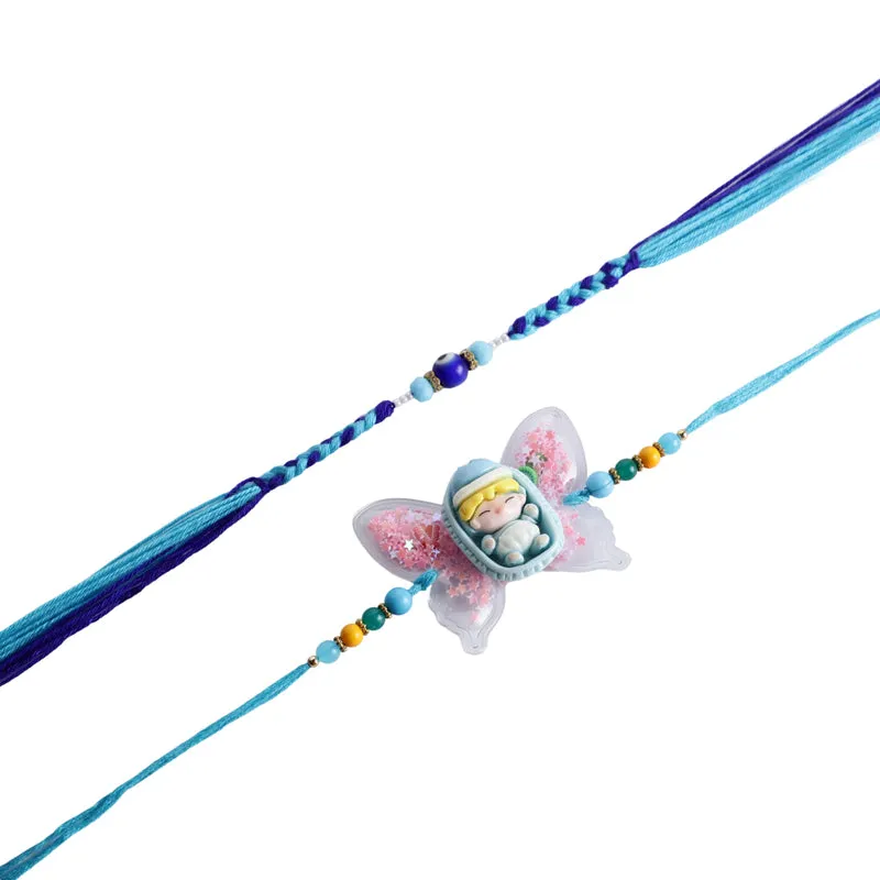 New Born Protection Rakhi with Roli Chawal - Three Piece Set media 7
