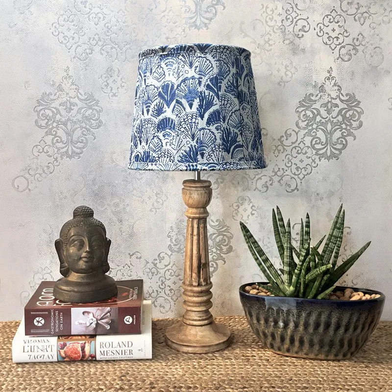 Modern Prism Wooden Base Cotton Table Lamp - Blue media 3