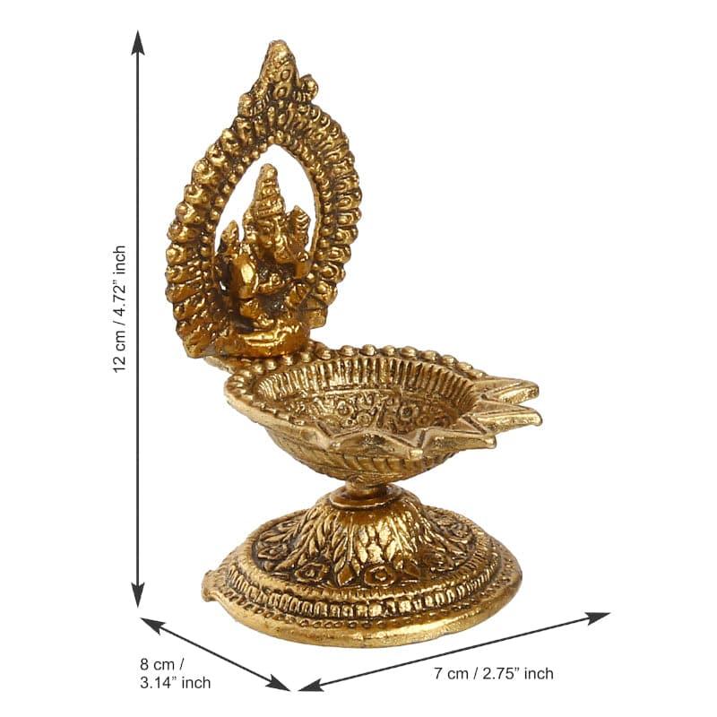 Vinayaka Metal Diya - Gold media 4