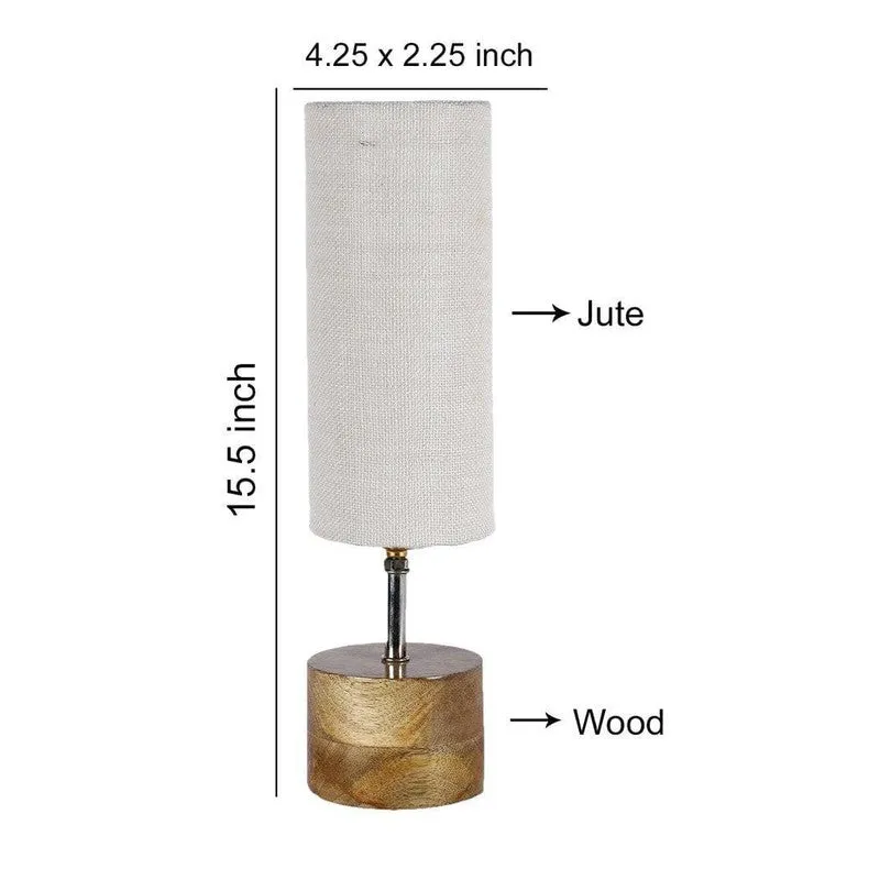 Rustic Wood & Fabric Table Lamp - White,Brown media 7