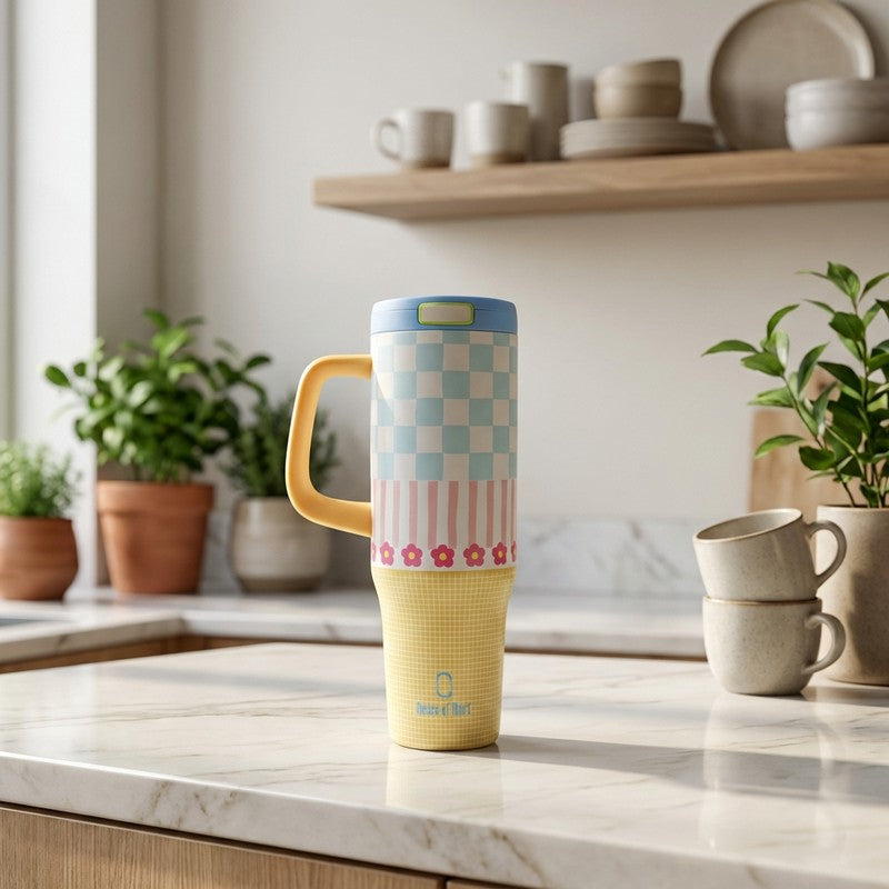 Flora Grid Stainless Steel Tumbler - 1200 ML