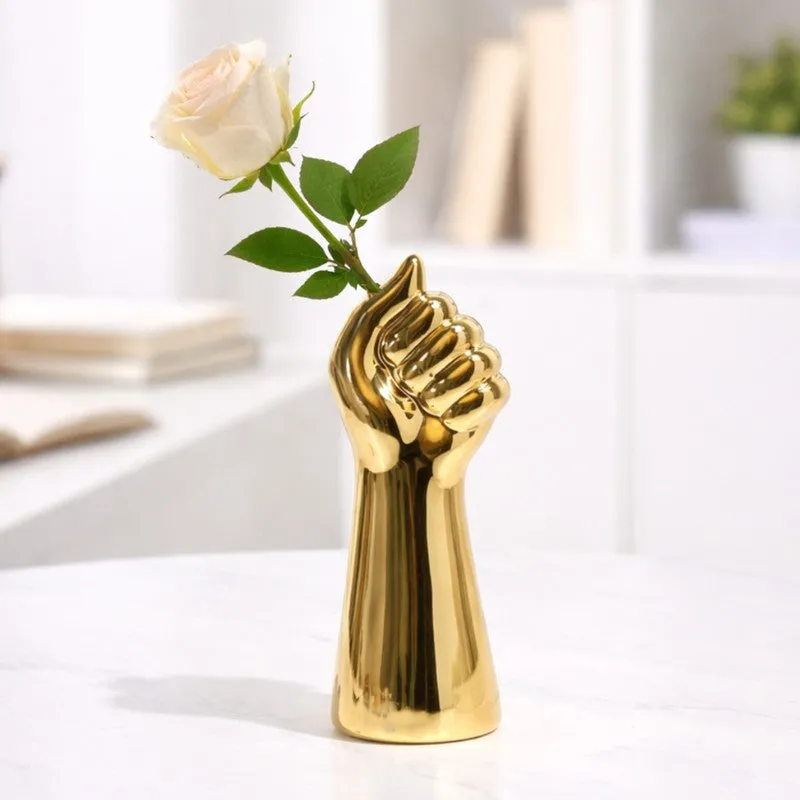 Hand Bouquet Vase - Gold media 1