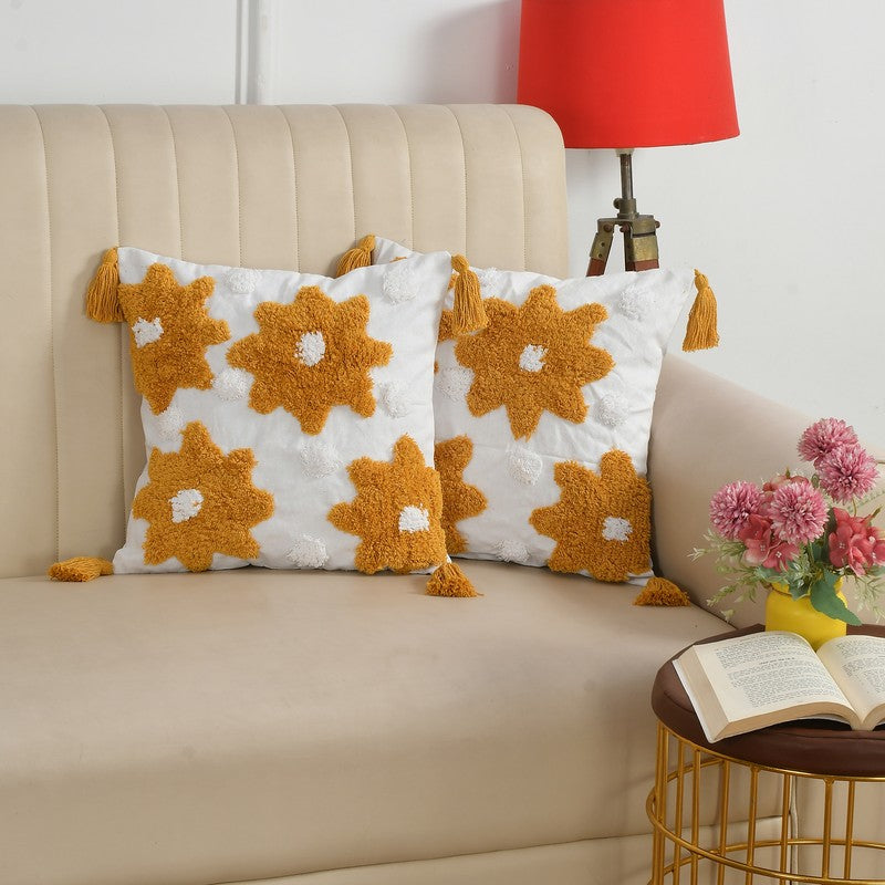 Helianthus Tufted Cotton Cushion Cover - Set Of Five media 4