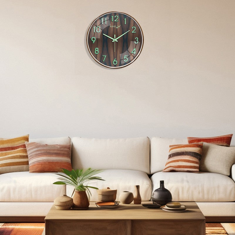 Orren Round Modern Plastic Wall Clock - Brown