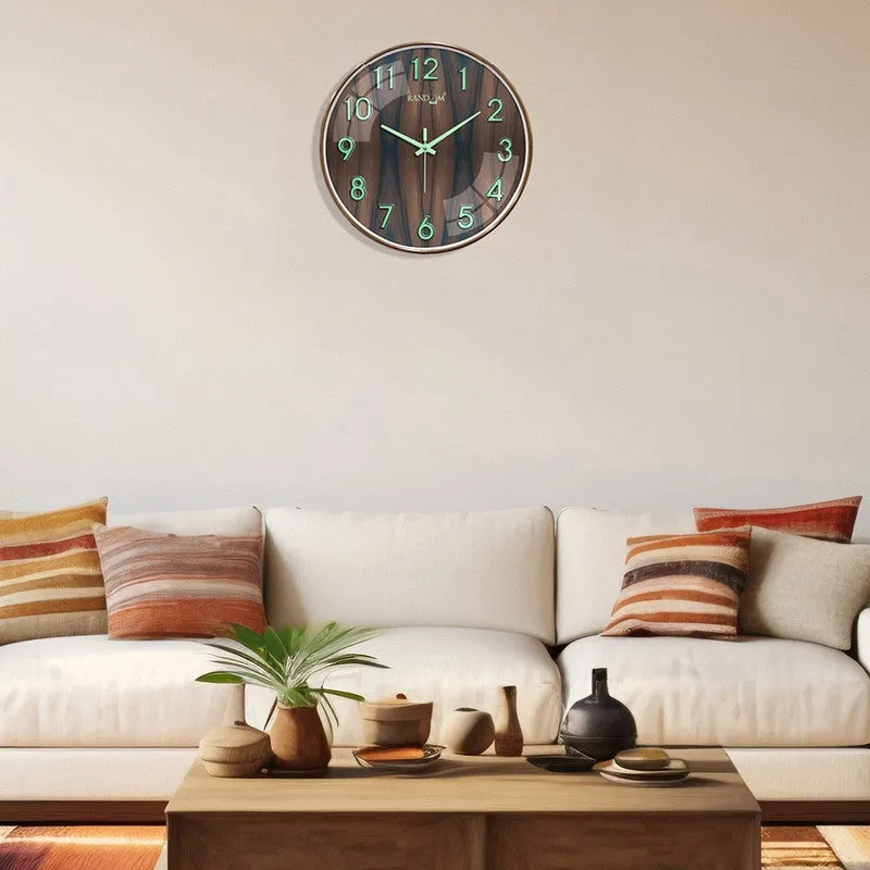 Orren Round Modern Plastic Wall Clock - Brown media 1